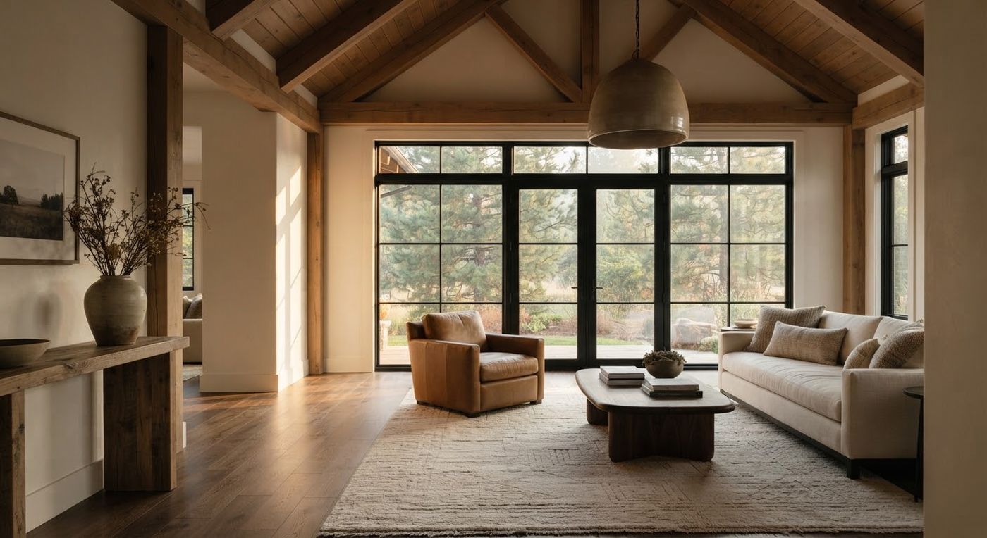 A living room drawn in 3D